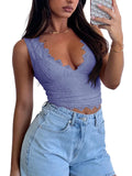 Midnight Elegance Lace V-Neck Crop Top - REORIA