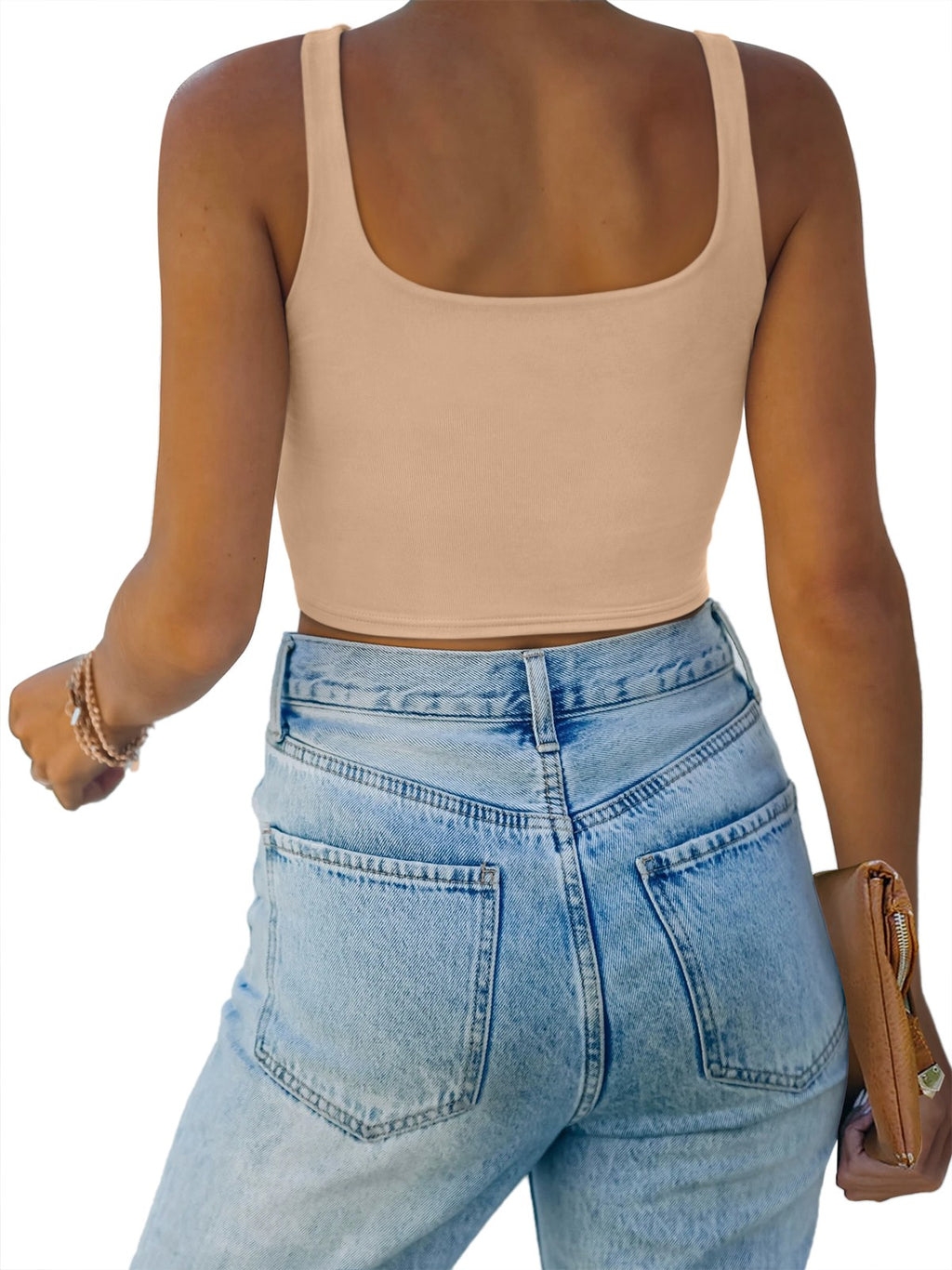 Square Neck Seamless Sleeveless Crop Tops