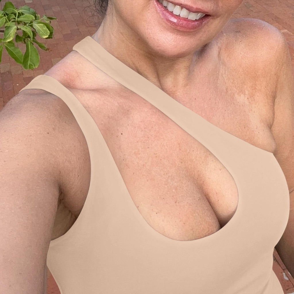 Plunge One Shoulder Sleeveless V Backless Tank Bodysuits Tops