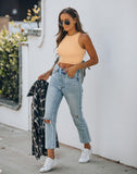 Sleeveless Halter Neck Tank Crop Tops - REORIA