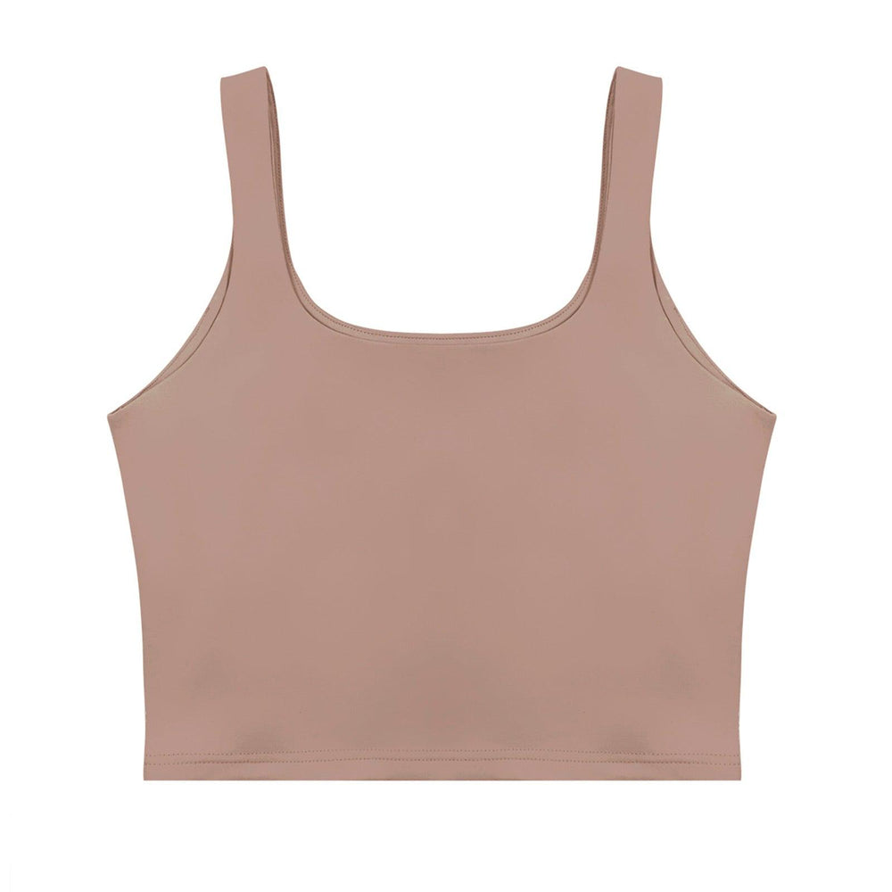 Square Neck Seamless Sleeveless Crop Tops - REORIA