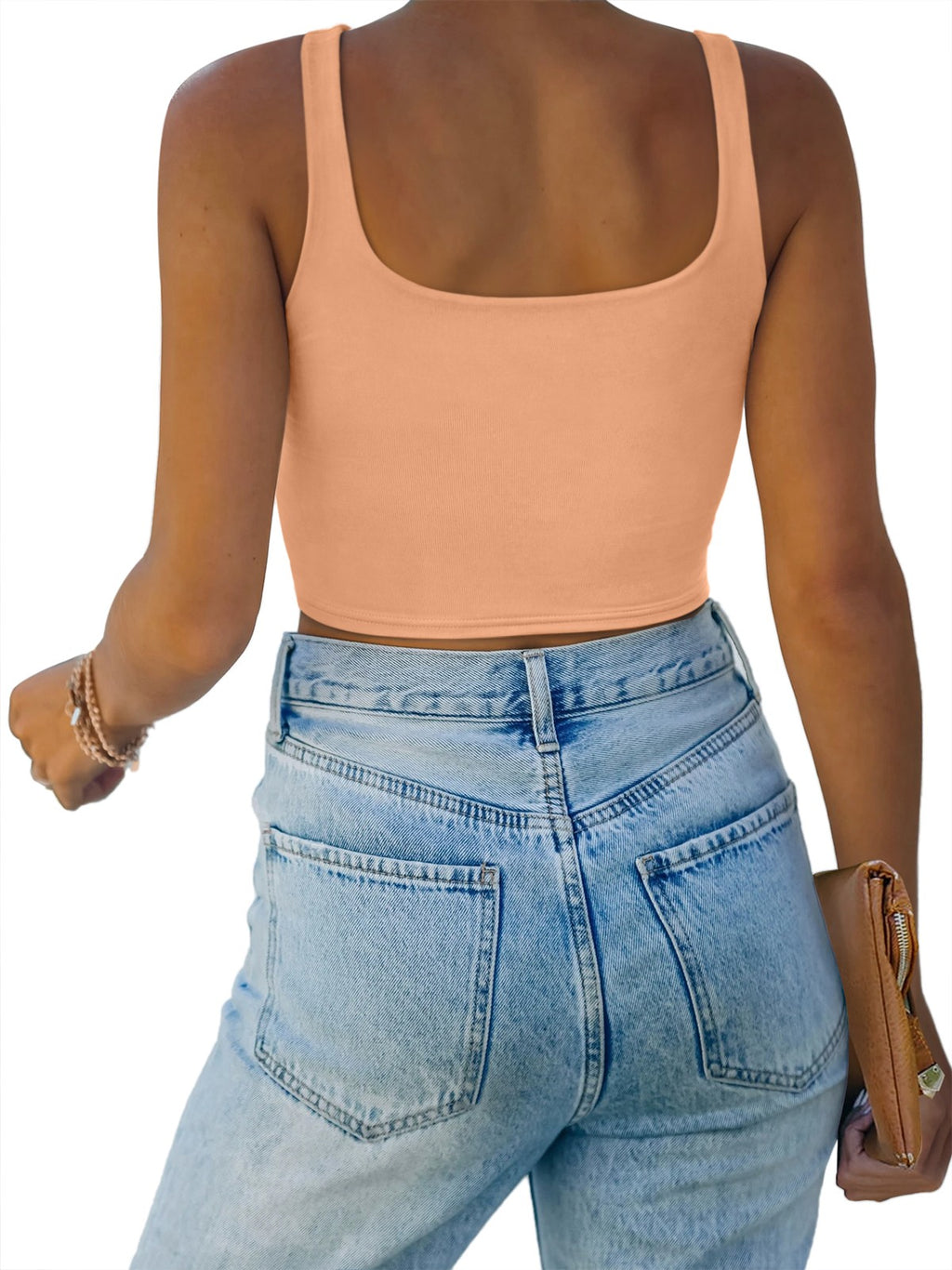 Square Neck Seamless Sleeveless Crop Tops