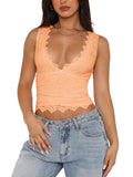 Midnight Elegance Lace V-Neck Crop Top - REORIA
