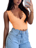 Midnight Elegance Lace V-Neck Crop Top - REORIA