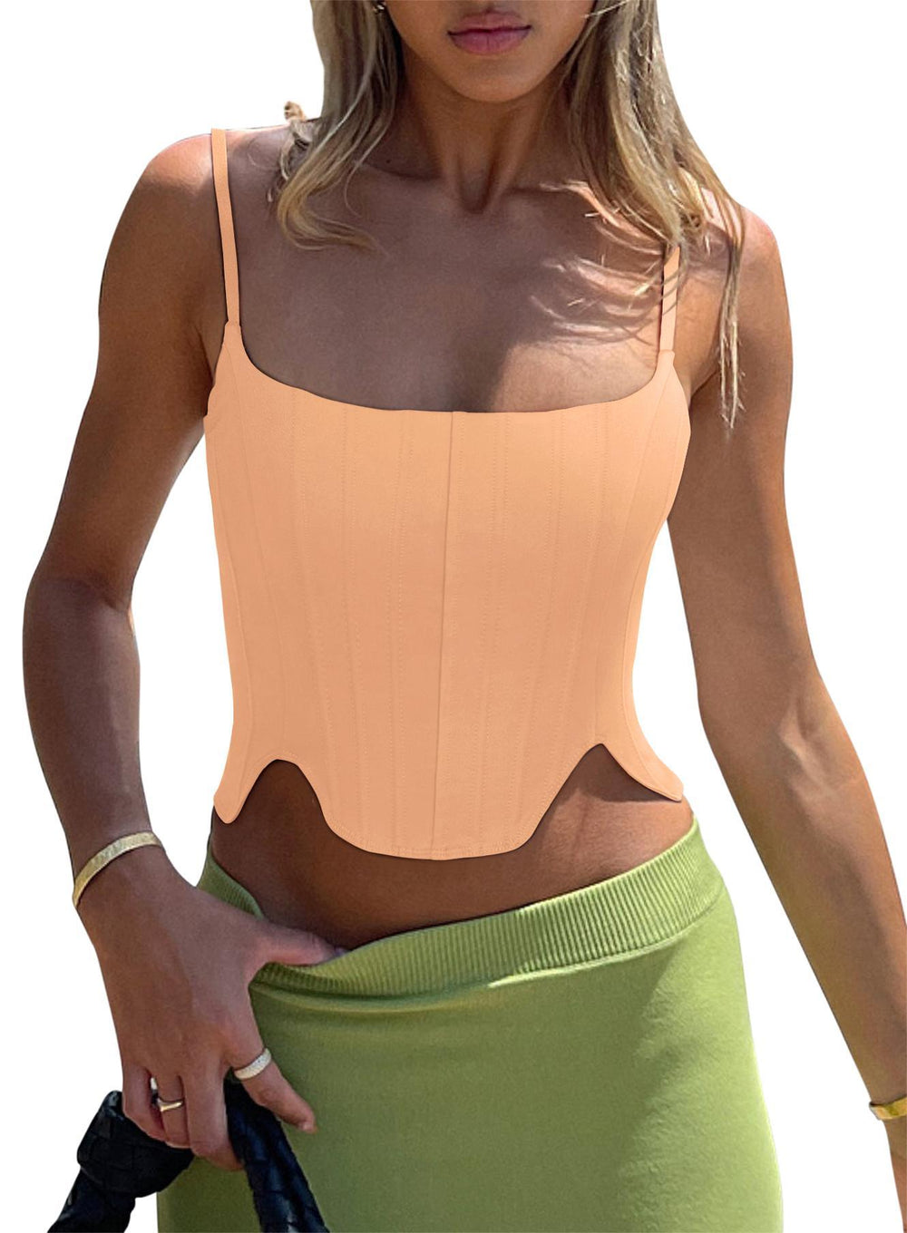 Sculpted Grace Spaghetti Strap Top - REORIA