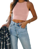 Sleeveless Halter Neck Tank Crop Tops - REORIA