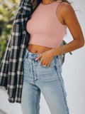 Sleeveless Halter Neck Tank Crop Tops - REORIA