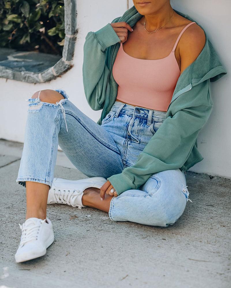 Adjustable Spaghetti Strap Seamless Camisole Crop Tops - REORIA