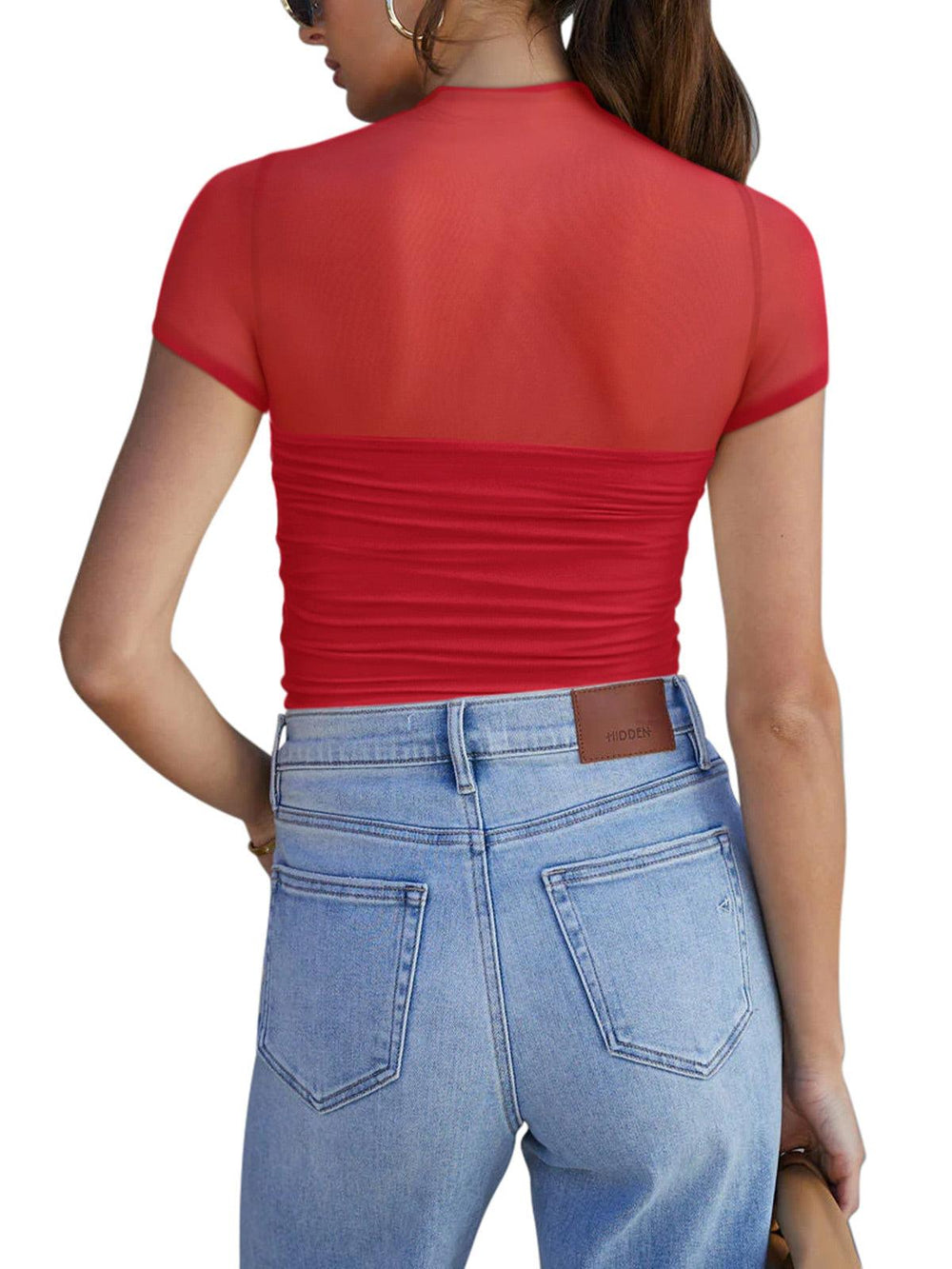 Veiled Allure High Neck Bodysuits Tops - REORIA