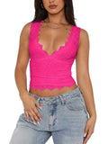 Midnight Elegance Lace V-Neck Crop Top - REORIA
