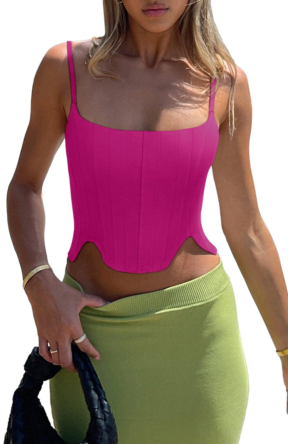 Sculpted Grace Spaghetti Strap Top - REORIA