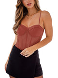 Glamorous Illusion Spaghetti Strap Bodysuit - REORIA