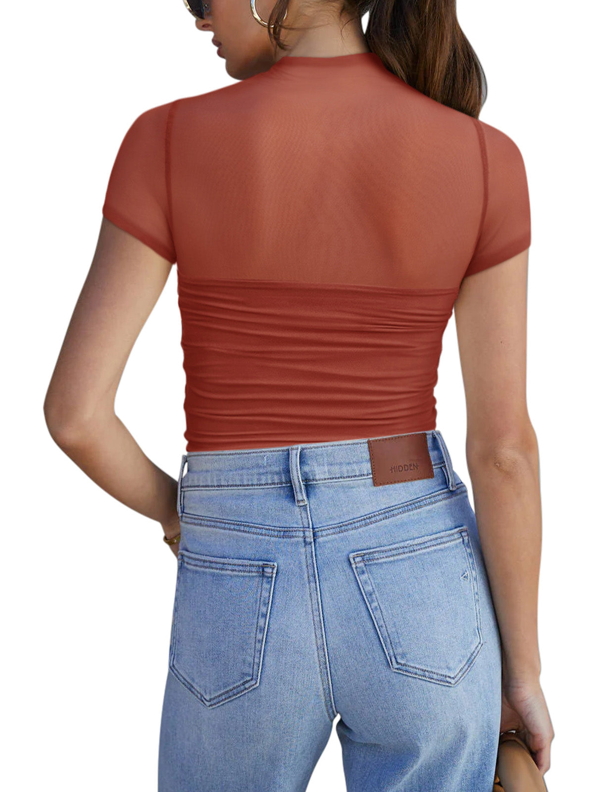 Veiled Allure High Neck Bodysuits Tops - REORIA