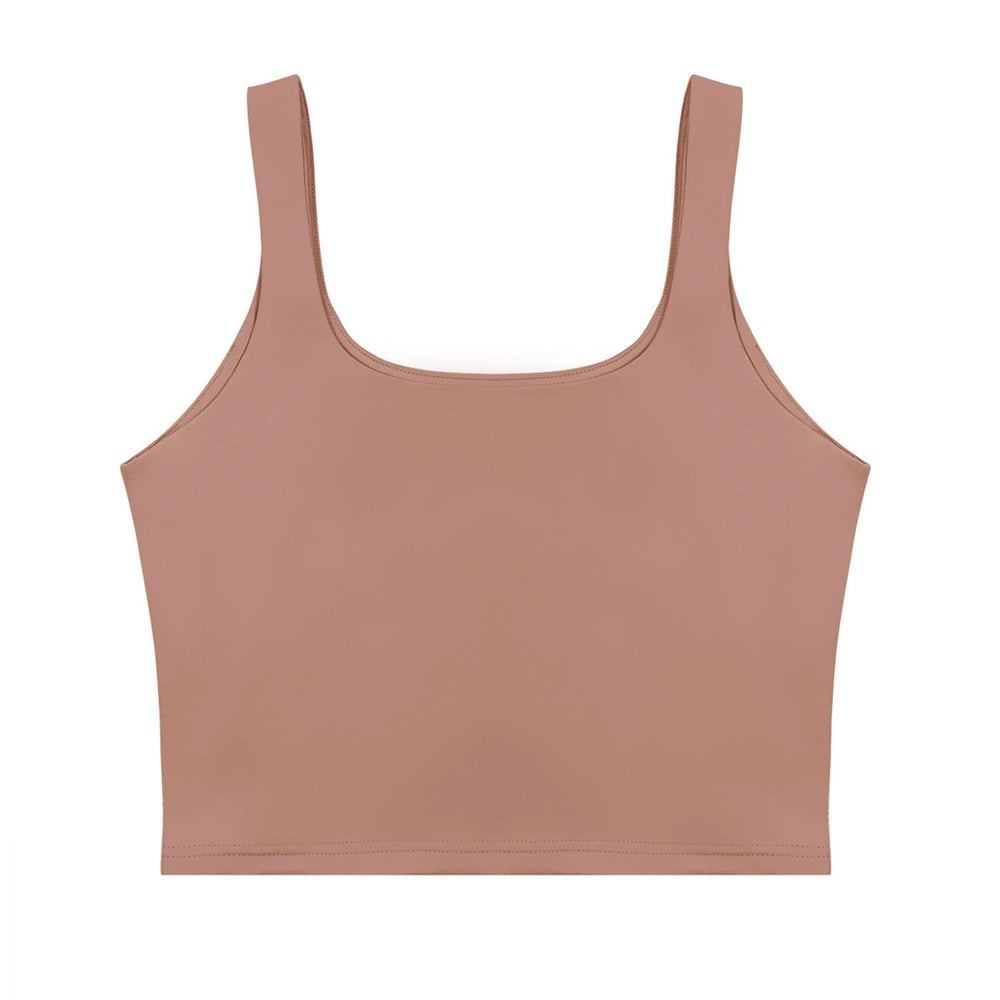 Square Neck Seamless Sleeveless Crop Tops - REORIA