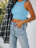 Sleeveless Halter Neck Tank Crop Tops - REORIA