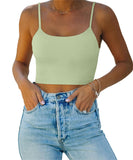 Adjustable Spaghetti Strap Seamless Camisole Crop Tops - REORIA
