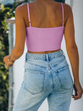Adjustable Spaghetti Strap Seamless Camisole Crop Tops - REORIA
