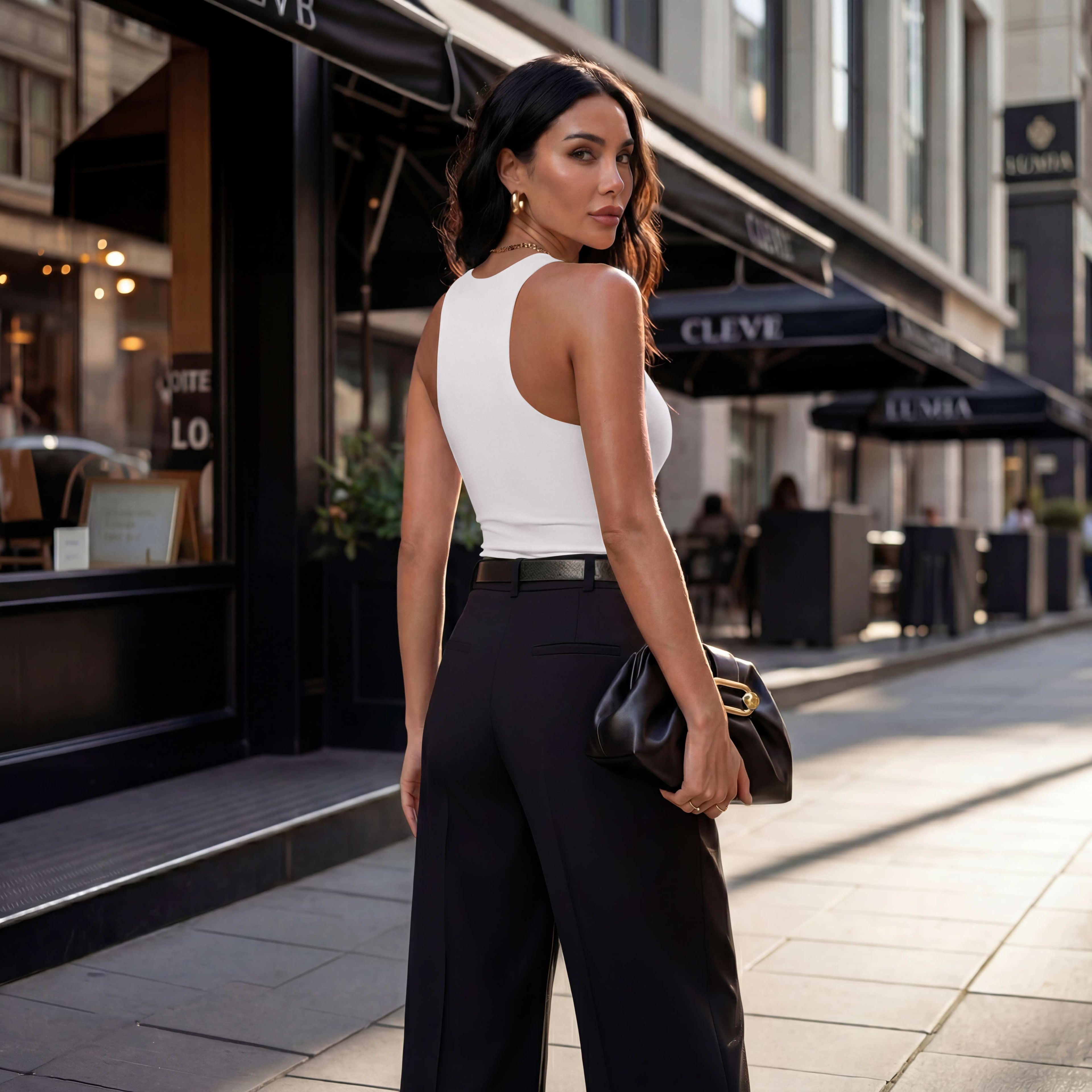 Sleeveless Racer Back Halter Neck Bodysuit Tank Tops