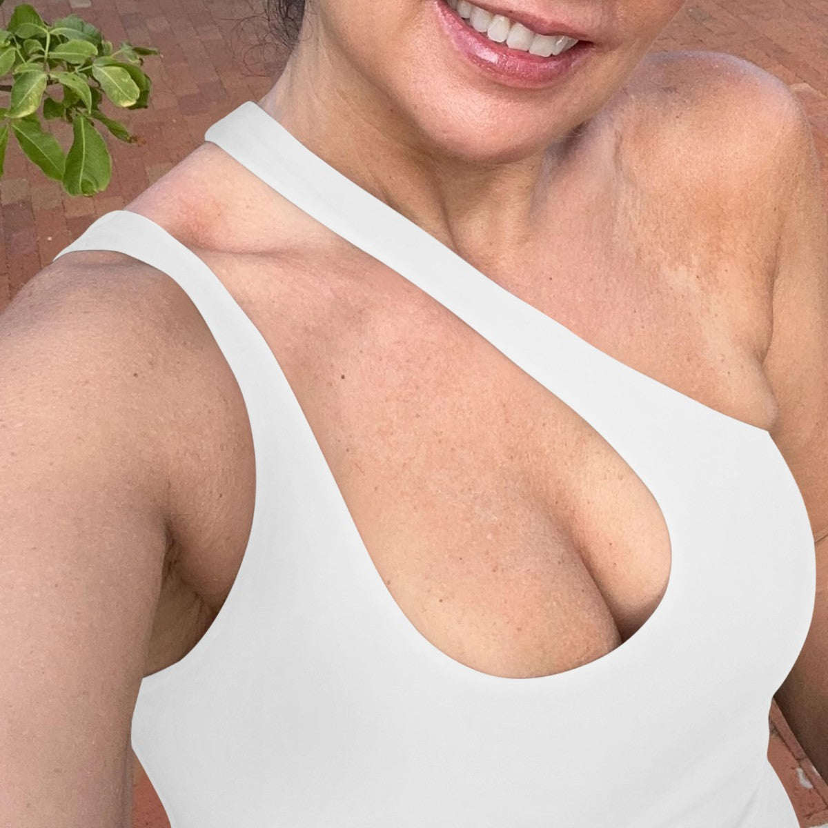 Plunge One Shoulder Sleeveless V Backless Tank Bodysuits Tops