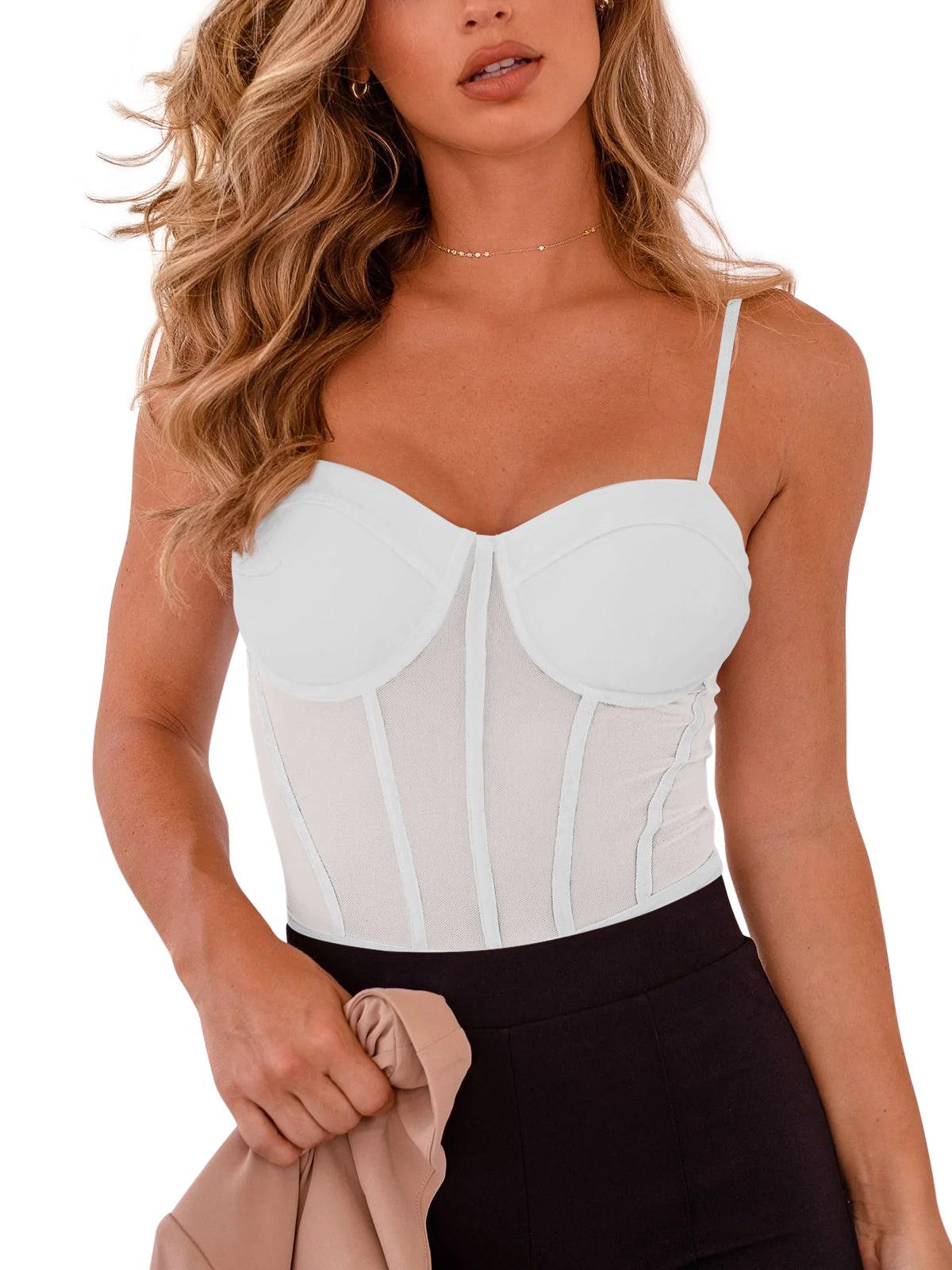 Glamorous Illusion Spaghetti Strap Bodysuit - REORIA