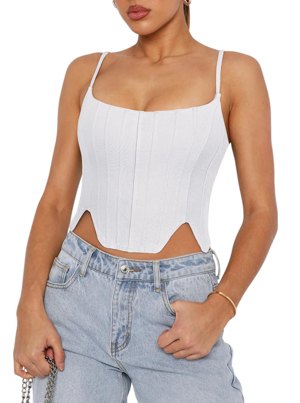Sculpted Grace Spaghetti Strap Top - REORIA
