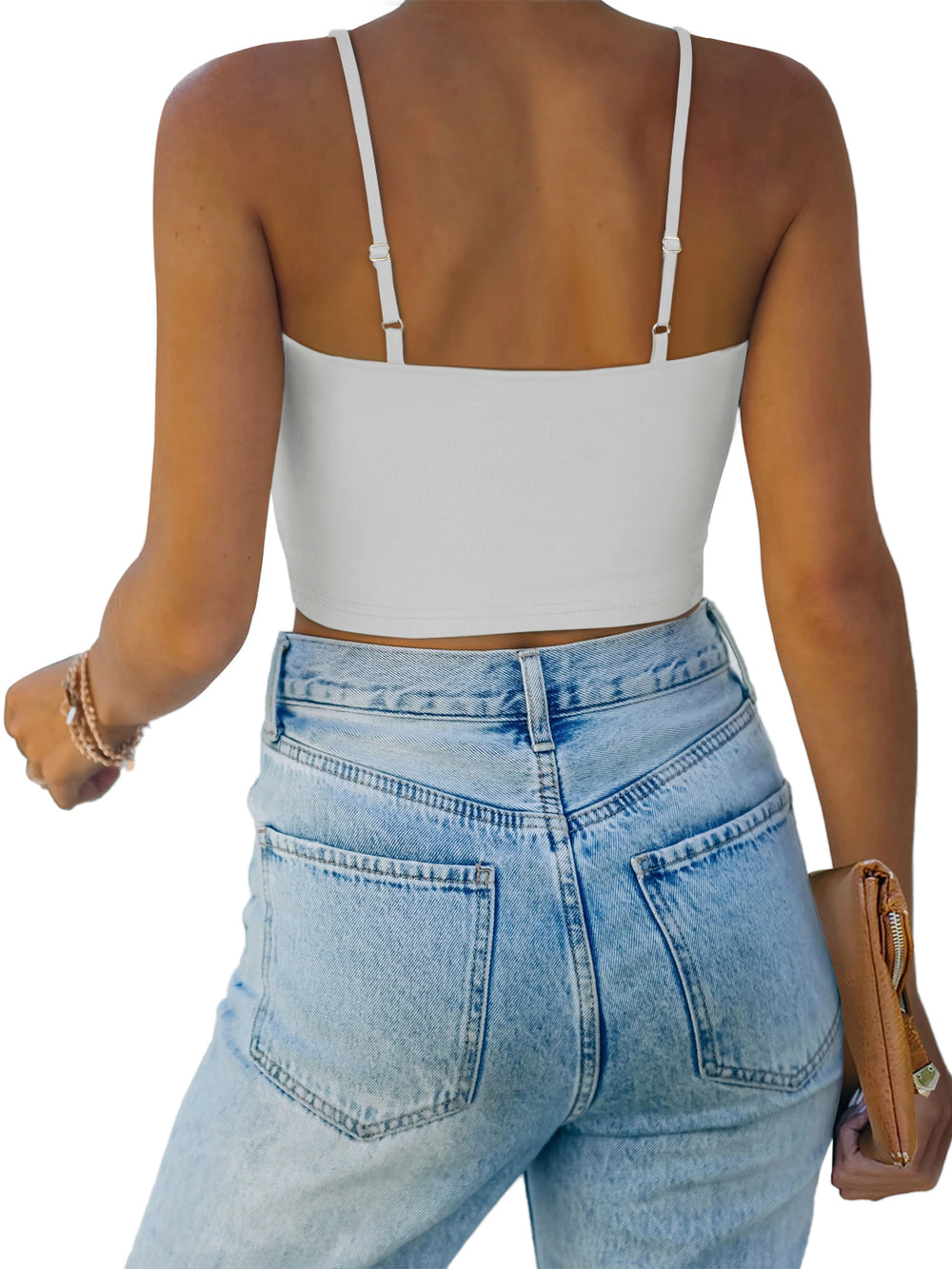 Moonlit Whisper Deep U Crop Top - REORIA