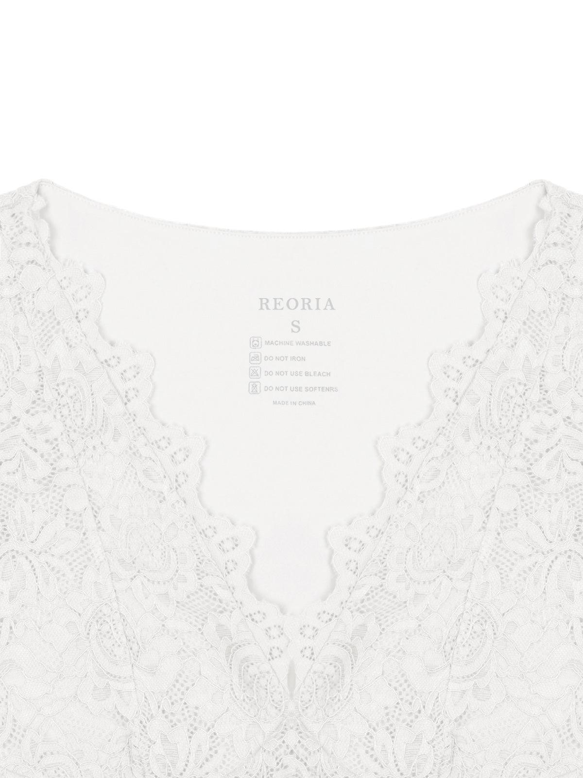Midnight Elegance Lace V-Neck Crop Top - REORIA