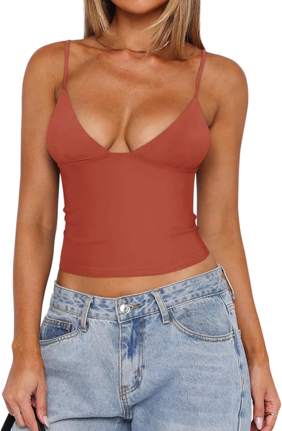 V-neck Double Lined y2k Cami Shirt Tank tops – REORIA