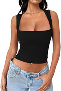 Chic Allure Square Neck Crop Top - REORIA - B0CS6G31ZH