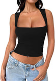 Chic Allure Square Neck Crop Top - REORIA - B0CS6G31ZH