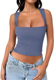 Chic Allure Square Neck Crop Top - REORIA - B0CS6GTHTD