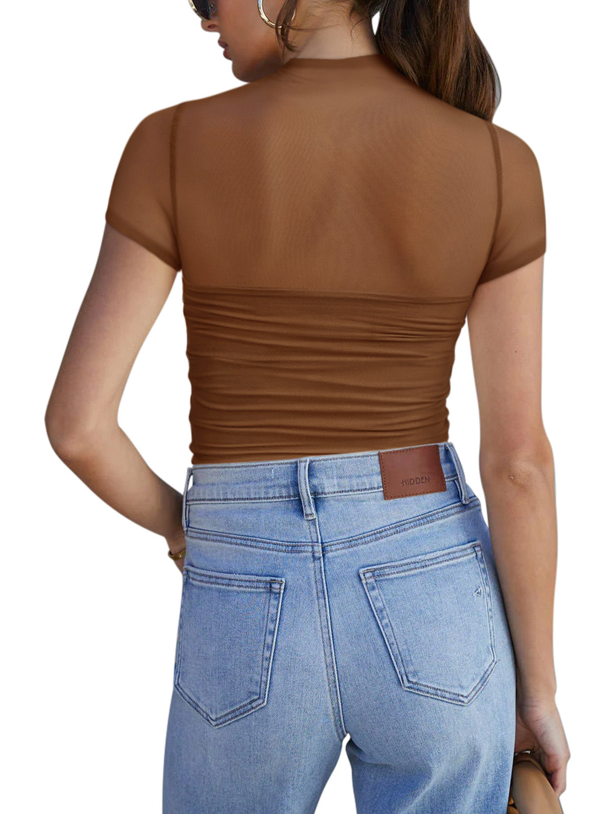 Veiled Allure High Neck Bodysuits Tops - REORIA