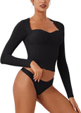 Double Layer Sweetheart Ruching Sexy Elegant Tops - REORIA - B0DD3X3P1S