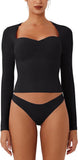 Double Layer Sweetheart Ruching Sexy Elegant Tops - REORIA - B0DD3X3P1S