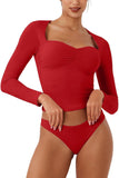 Double Layer Sweetheart Ruching Sexy Elegant Tops - REORIA - B0DD3WKDJK