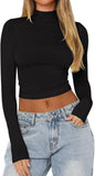 Eclipse Form Mock Neck Crop Top - REORIA - B0DB8L3MTN