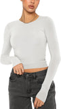 Effortless Charm Crew Neck Long Sleeve Top - REORIA - B0DD6R3QVC