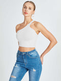 One Shoulder Backless Going Out Trendy Crop Tops