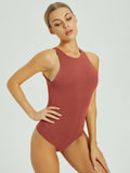 Ultimate Obsession Halter Neck Bodysuit-Rusty Red