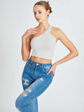 One Shoulder Backless Going Out Trendy Crop Tops