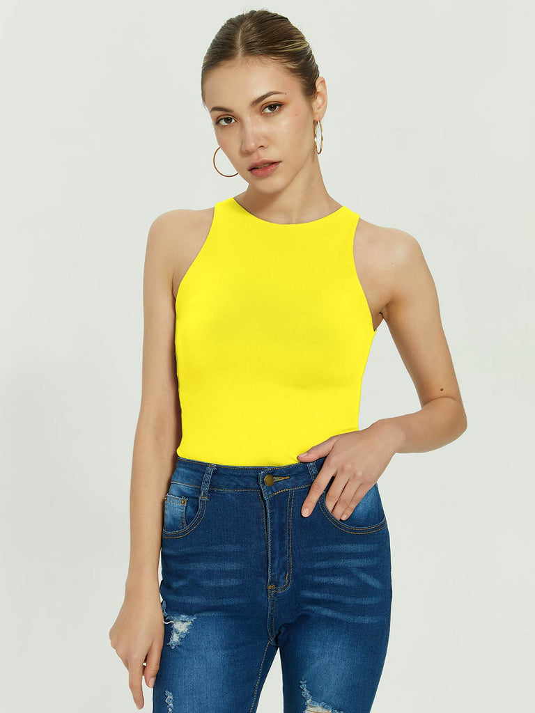 Ultimate Obsession Halter Neck Bodysuit-Yellow