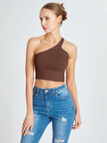 One Shoulder Backless Going Out Trendy Crop Tops