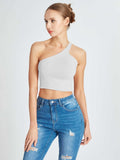 One Shoulder Backless Going Out Trendy Crop Tops