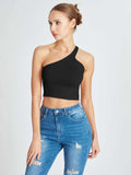 One Shoulder Backless Going Out Trendy Crop Tops